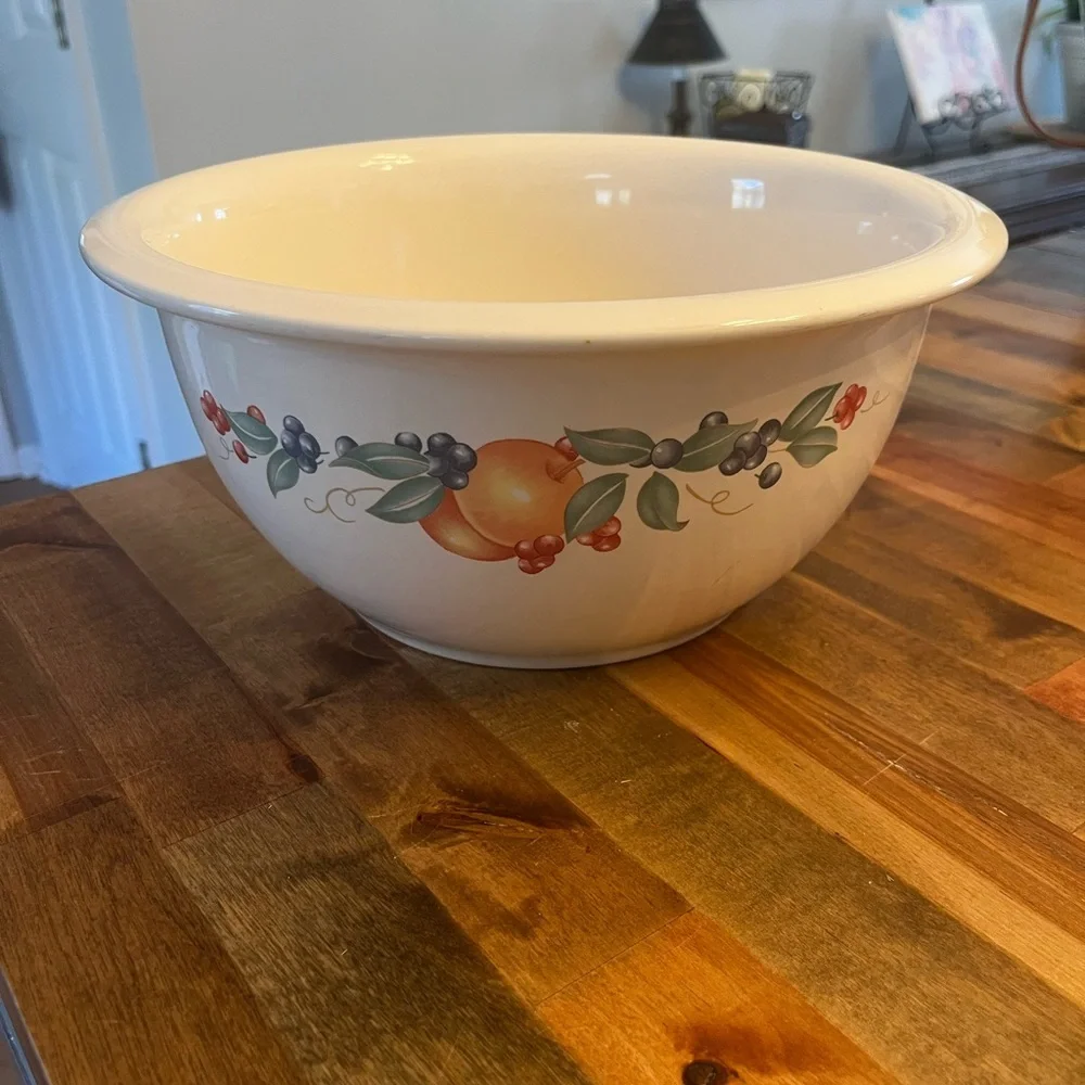 Vintage Corelle Stoneware Mixing Bowl with Floral Design